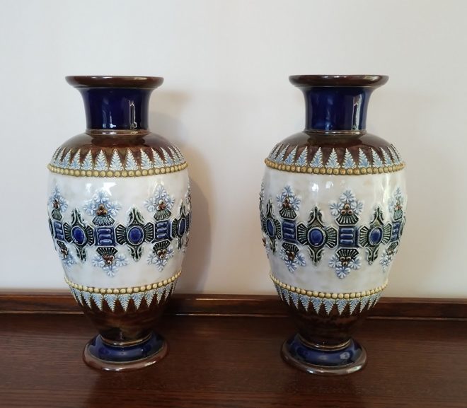 From our collection: A pair of late 19th century Doulton vases
