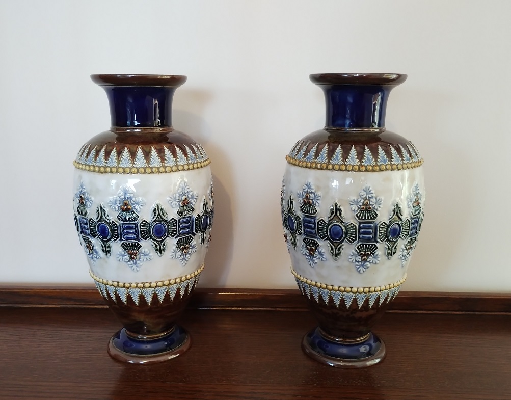 A pair of Doulton Lambeth vases