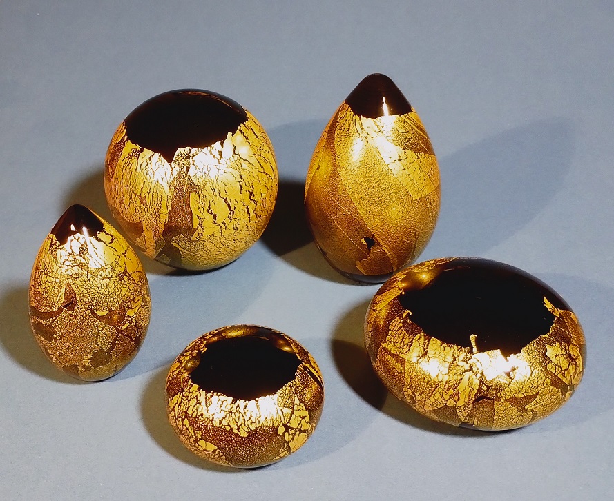 A set of five Isle of Wight, "Azurene" paperweights