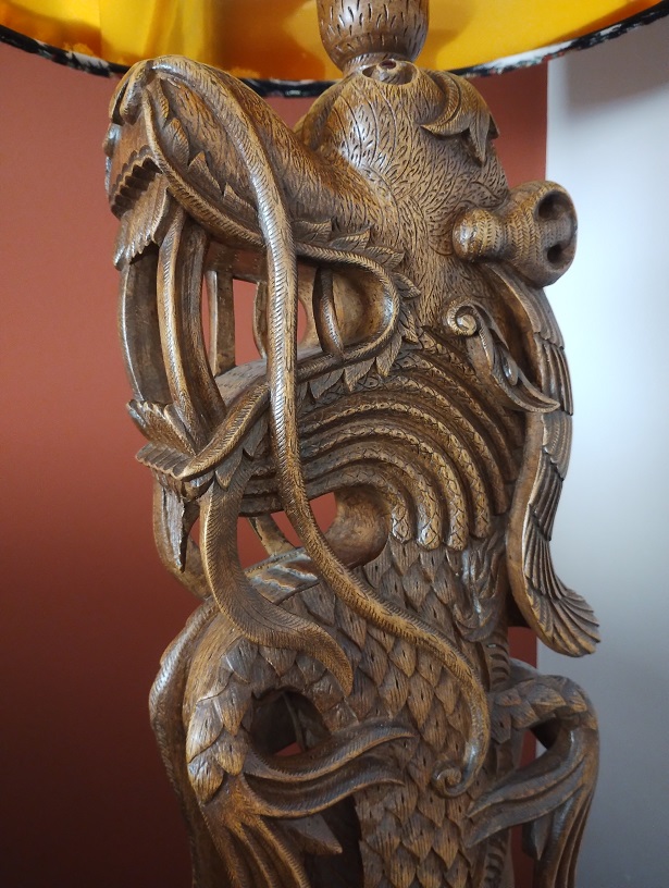 thumbnail image 2 of Oriental Dragon Cast Metal Lamp Harp Finial – 2 5/8 Inch, Antique Finish #LF077A 2 of 6