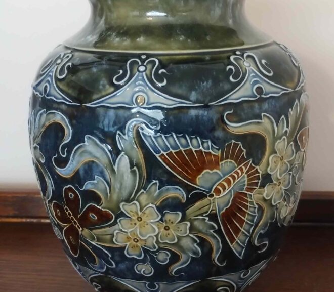 A rare, tubelined vase by Eliza Simmance for Doulton