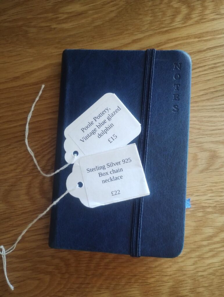A notebook and labels